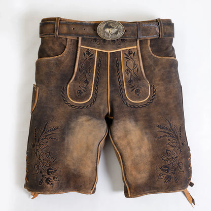 Authentic Lederhosen Men in Sepia Raw Black