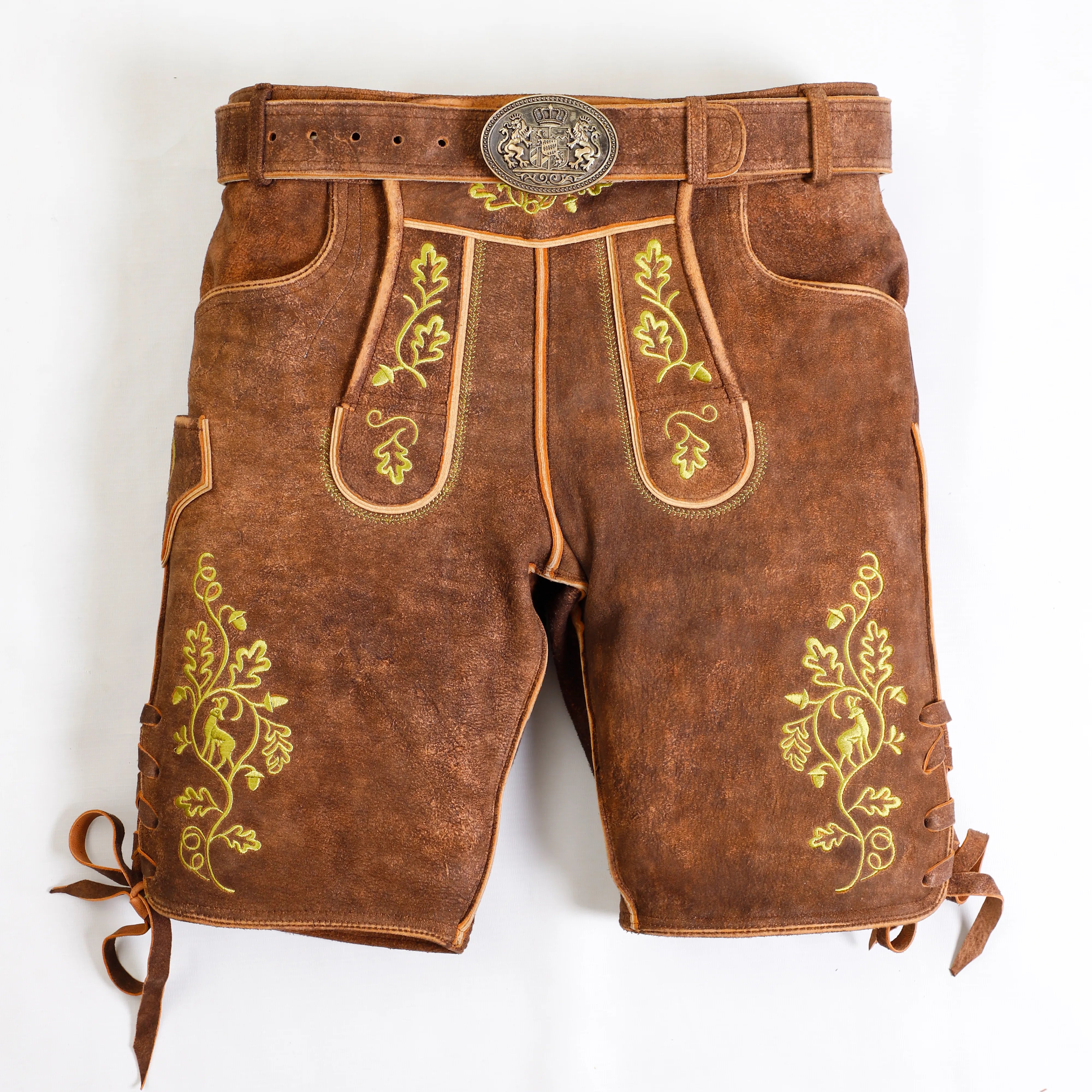 Genuine Leather Lederhosen For Men – Authentic German Oktoberfest Shorts (Black)