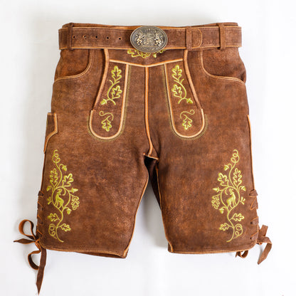 Bavarian Style Lederhosen Men in Cherry Brown