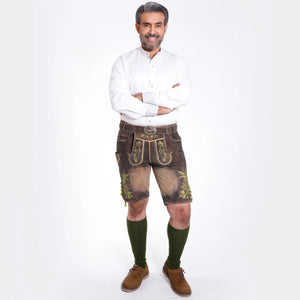 Premium German Lederhosen Rubbed in Sepia Raw Brown