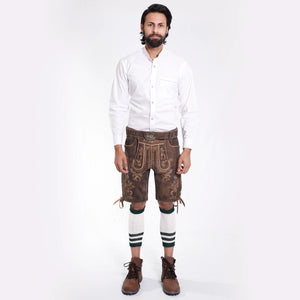 Luxurious Sepia Raw Brown Lederhosen with Alpine Flair