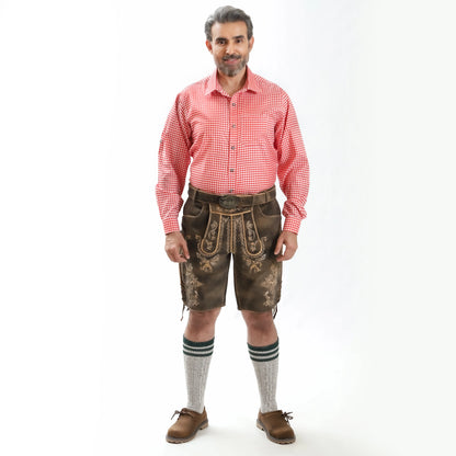 Luxurious Sepia Raw Brown Lederhosen with Alpine Flair