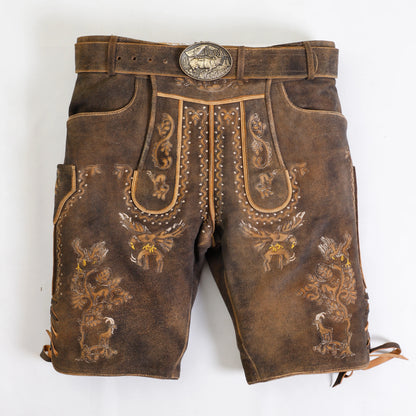 Luxurious Sepia Raw Brown Lederhosen with Alpine Flair