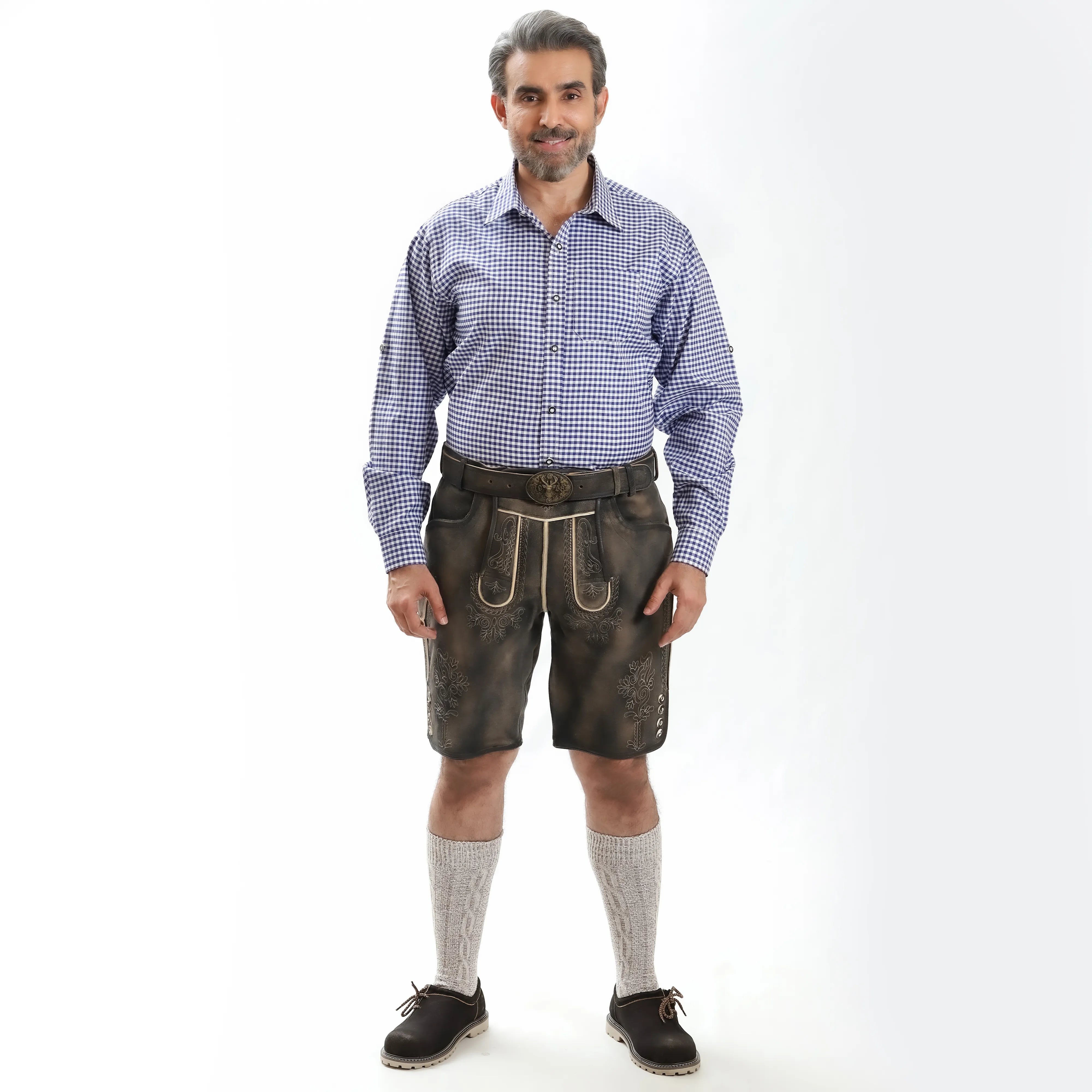 classic gear lederhose Vintage Graphite Alpine Lederhosen Men US-30 / Brown