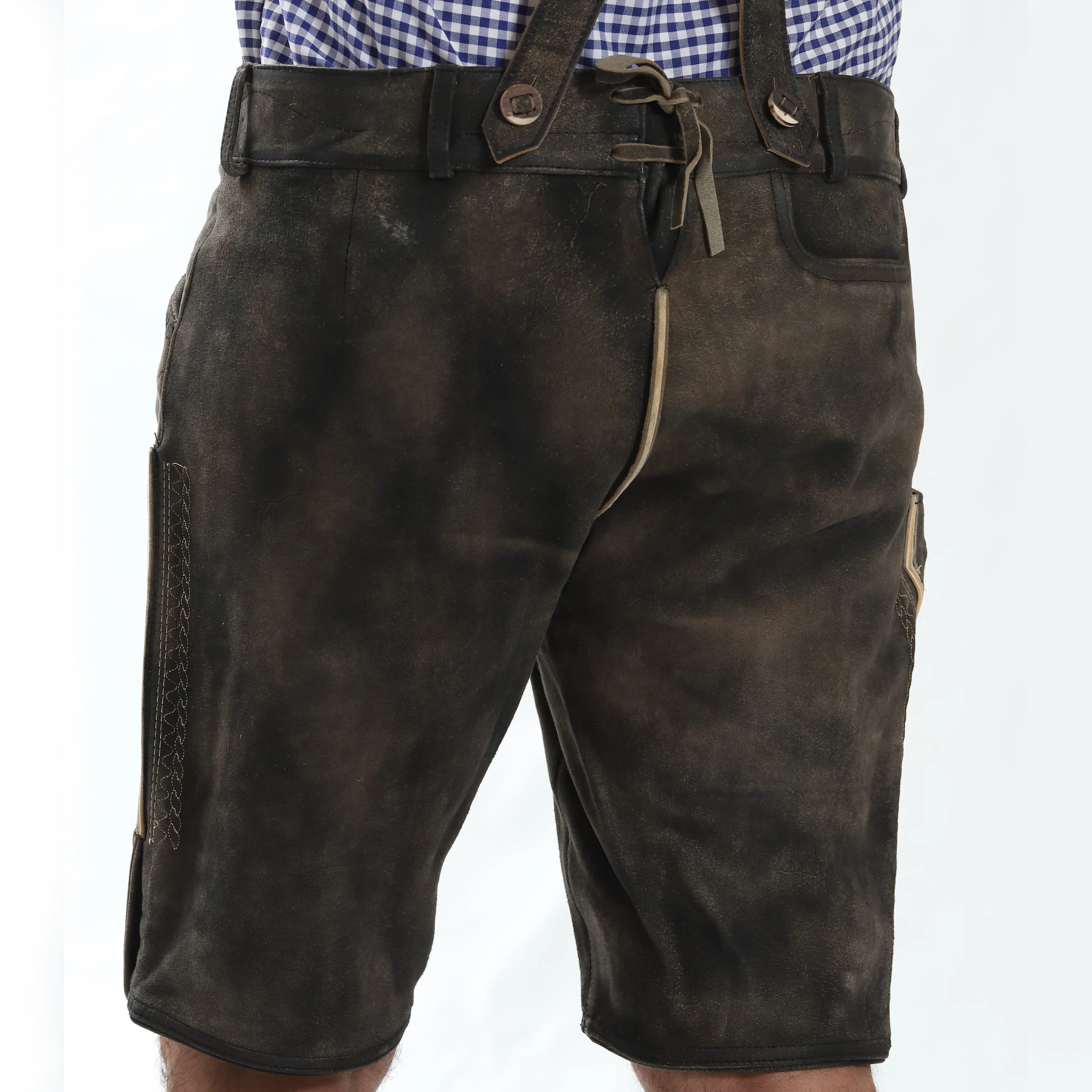 classic gear lederhose Vintage Graphite Alpine Lederhosen Men US-30 / Brown