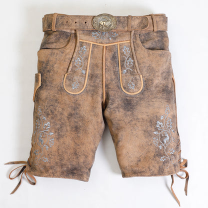 Handcrafted Two Tone Rustic Brown Lederhosen Men