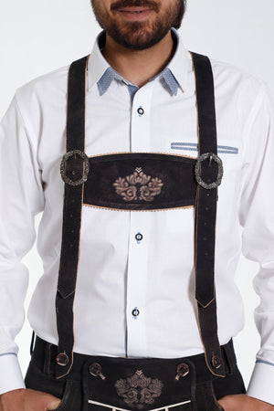 Forest Black Bavarian Lederhosen Suspenders
