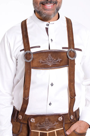 Authentic Bavarian Peanut Brown Embroidered Suspenders