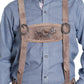 Coffee Brown Embroidered Lederhosen Suspenders