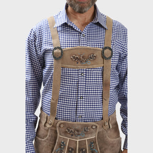 Faded Brown Embroidered Lederhosen Suspenders