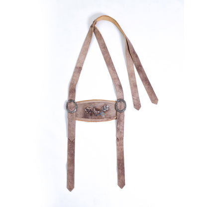 Coffee Brown Embroidered Lederhosen Suspenders