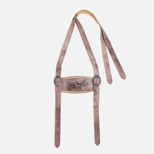 Faded Brown Embroidered Lederhosen Suspenders