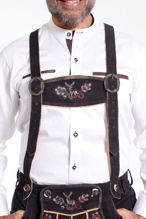 Elegant Rustic Black Lederhosen Suspenders