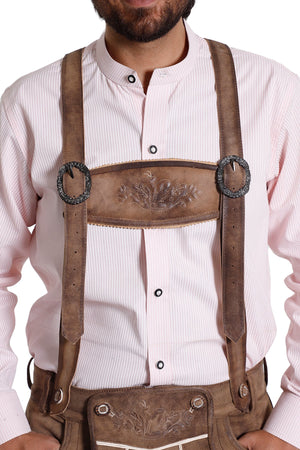 Faded Brown Bavarian Lederhosen Suspenders