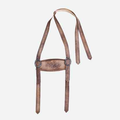 Faded Brown Bavarian Lederhosen Suspenders
