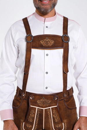 Rustic Brown Embroidered Lederhosen Suspenders