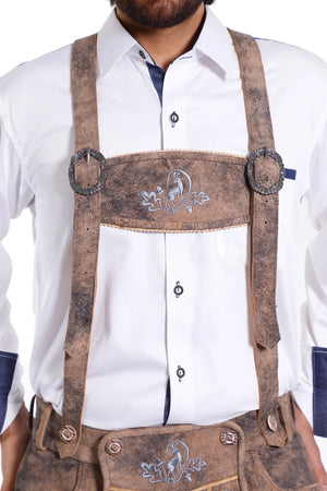 Two Tone Rustic Brown Premium Lederhosen Suspenders