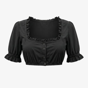 Bavarian Edition Black Ruffle Cuff Dirndl Blouse