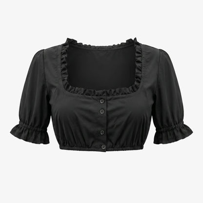 Bavarian Edition Black Ruffle Cuff Dirndl Blouse