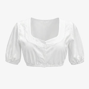 German Dirndl Blouse Crisp White Romantic Sleeve