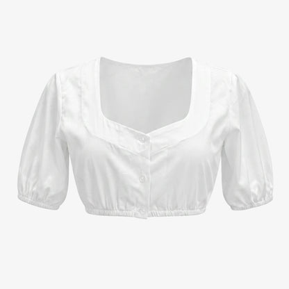 German Dirndl Blouse Crisp White Romantic Sleeve