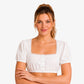 Authentic Dirndl Blouse Ivory White Ruffle Neck