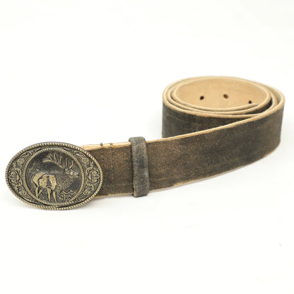 Sepia Raw Black Ledrhosen Traditional Belt