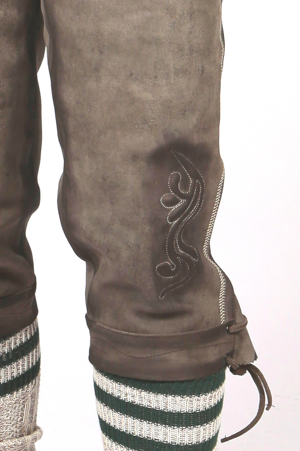 Authentic Bavarian Knee-Length Trachten Bundhosen in Dark Gray