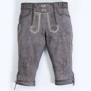 Authentic Bavarian Knee-Length Trachten Bundhosen in Dark Gray
