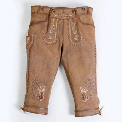 Rich Brown Bundhosen with Classic Bavarian Embroidery