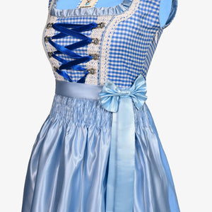 Charming Checkered Blue Midi Dirndl Dress