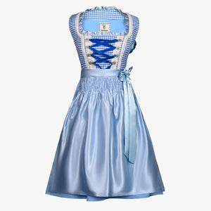 Charming Checkered Blue Midi Dirndl Dress