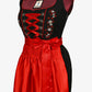 German Dirndl Dress Floral Red Embroidery