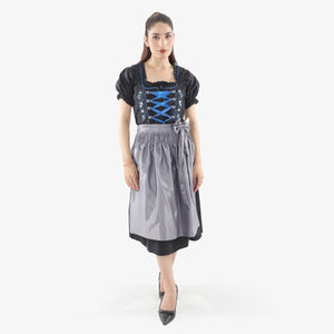 German Dirndl Dress Floral Blue Embroidery