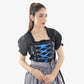 German Dirndl Dress Floral Blue Embroidery