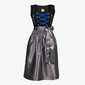 German Dirndl Dress Floral Blue Embroidery