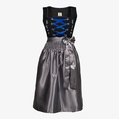 German Dirndl Dress Floral Blue Embroidery