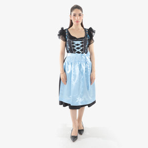 German Dirndl Dress Floral Ice Blue Elegance
