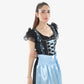 German Dirndl Dress Floral Ice Blue Elegance