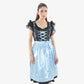 German Dirndl Dress Floral Ice Blue Elegance