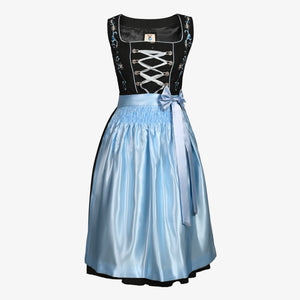 German Dirndl Dress Floral Ice Blue Elegance