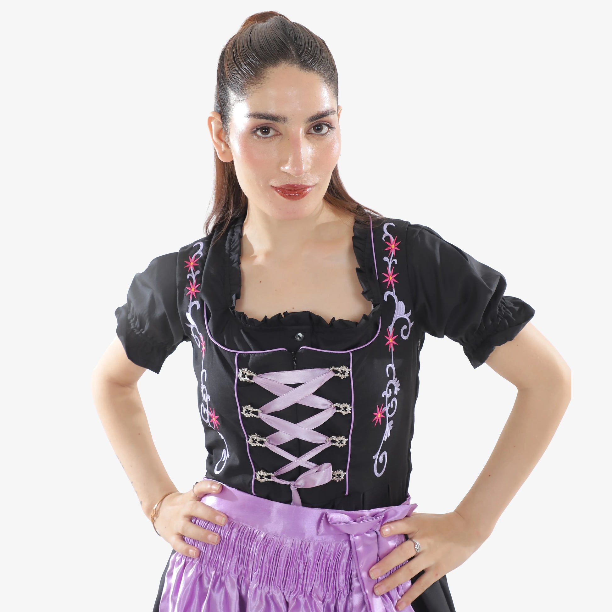 purple dirndl dress Spring Leonie Floral Purple Dirndl