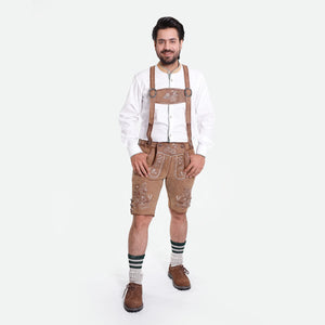 Authentic Brown Trachten Lederhosen with Suspenders