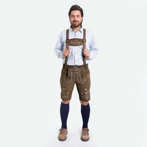 Trachten Style Wild Brown Lederhosen with Suspenders