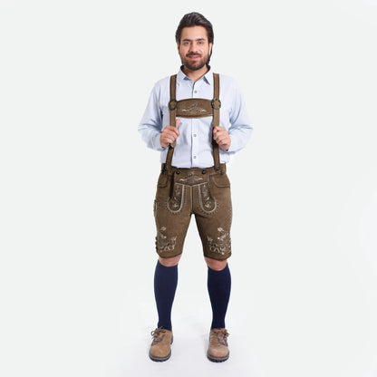 Trachten Style Wild Brown Lederhosen with Suspenders