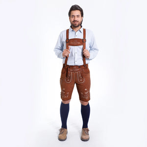 Trachten Style Wild Brown Lederhosen with Suspenders