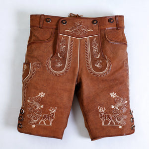Trachten Style Wild Brown Lederhosen with Suspenders