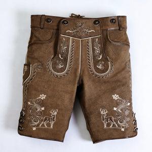 Trachten Style Wild Brown Lederhosen with Suspenders