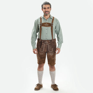 Medium Brown Authentic Lederhosen Men with Suspenders