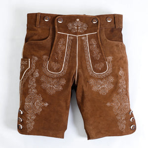 Medium Brown Authentic Lederhosen Men with Suspenders